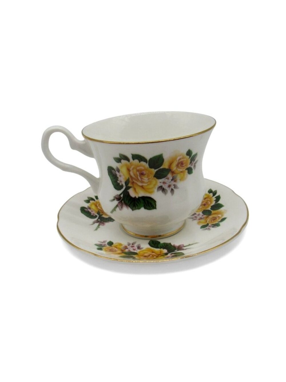 Vintage Royal Grafton Fine Bone China Teacup Saucer Yellow Roses